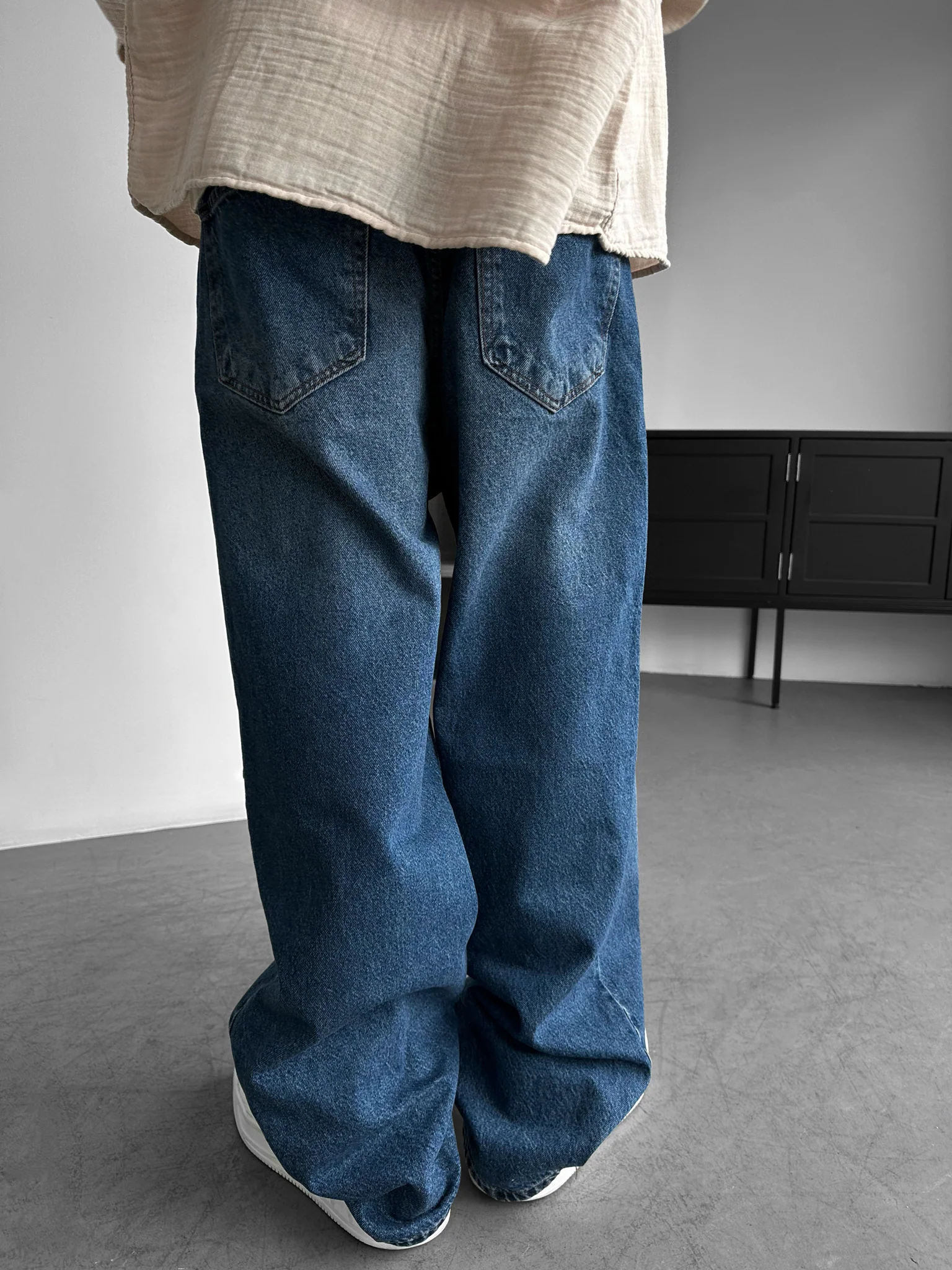 Relax Baggy Washed Jeans - Blue - Image 3