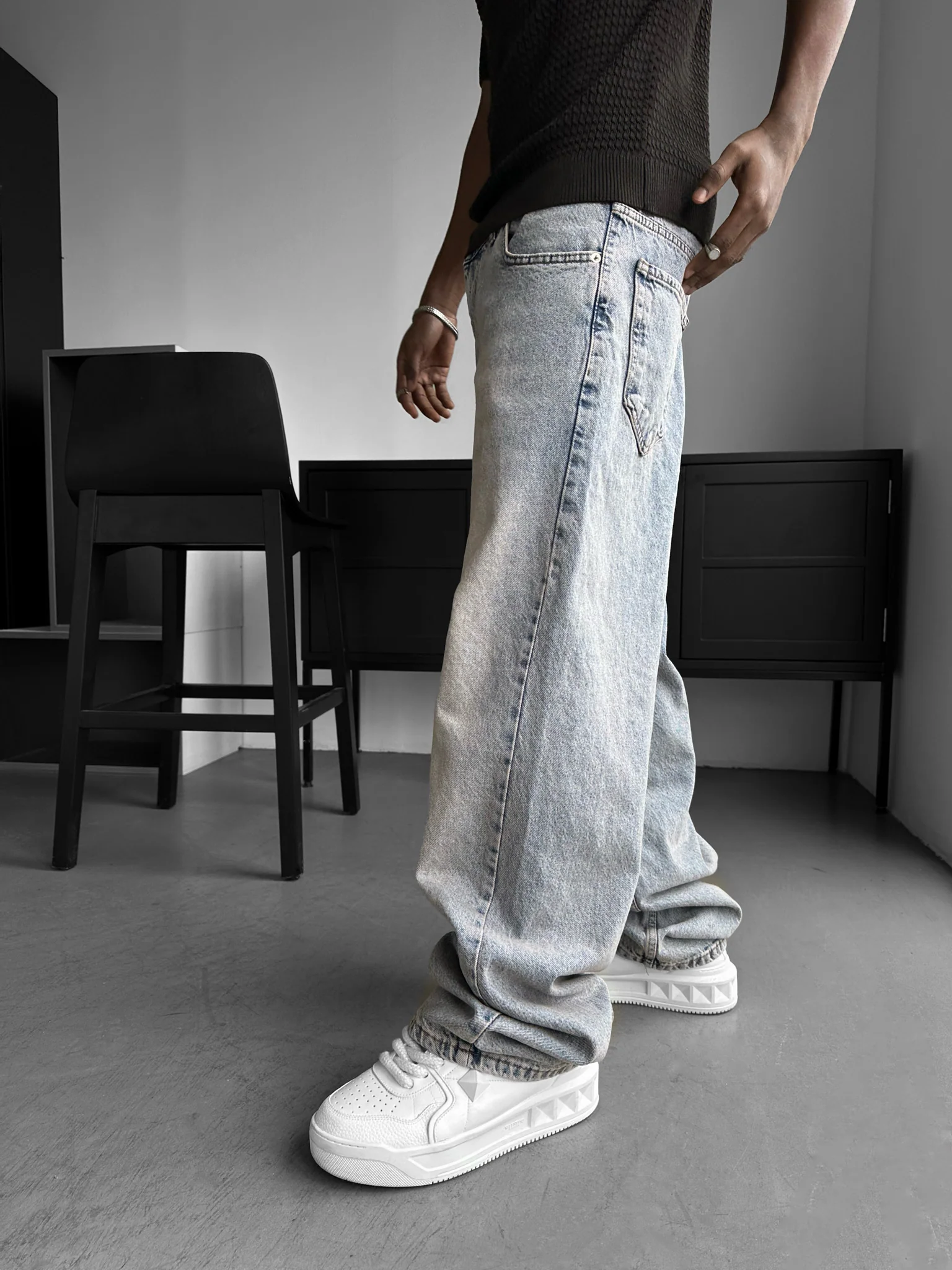 Relax Baggy Washed Jeans - Dark Blue - Image 2