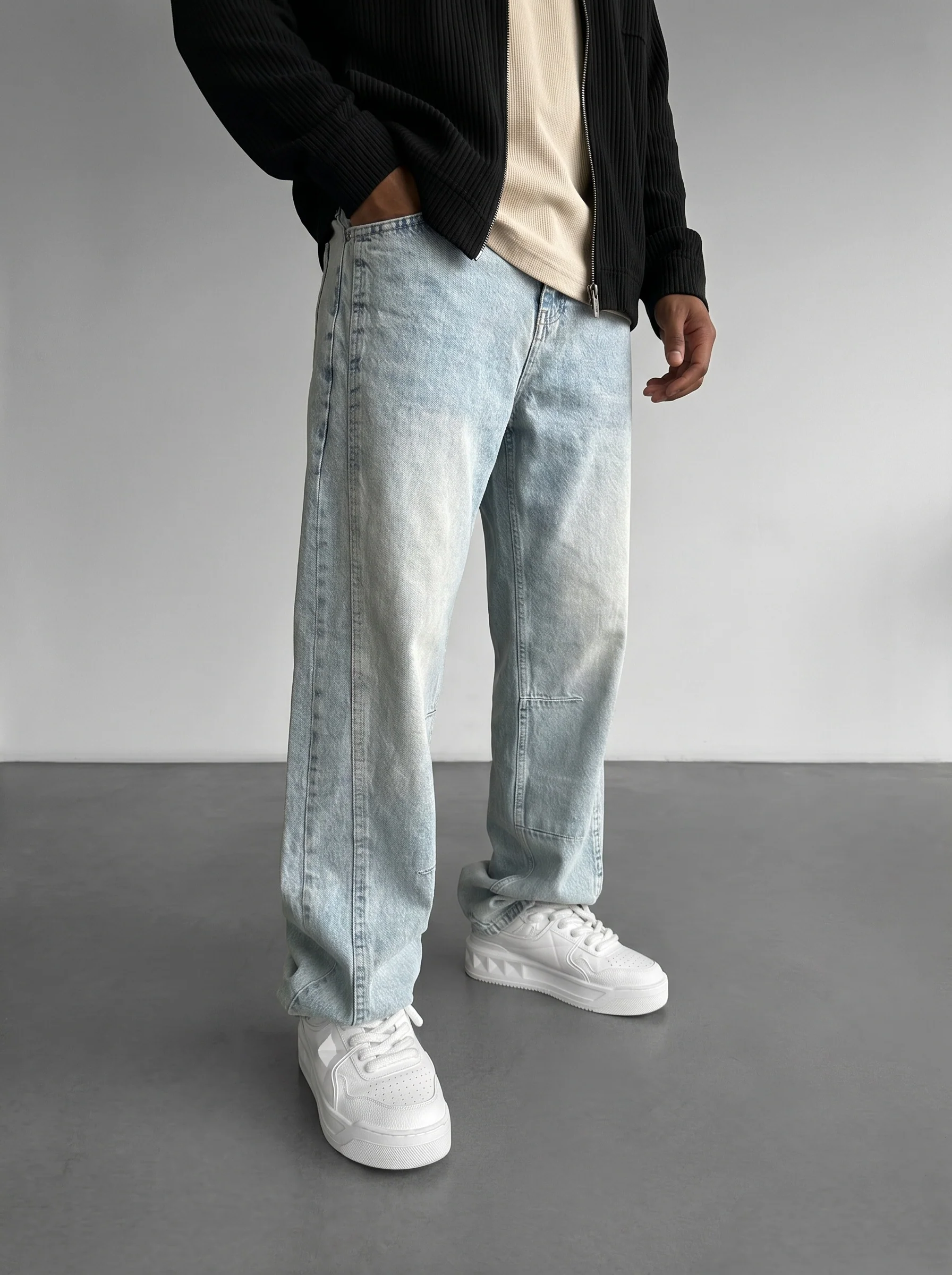Relax Fit Line Jeans - Light Blue - Image 3