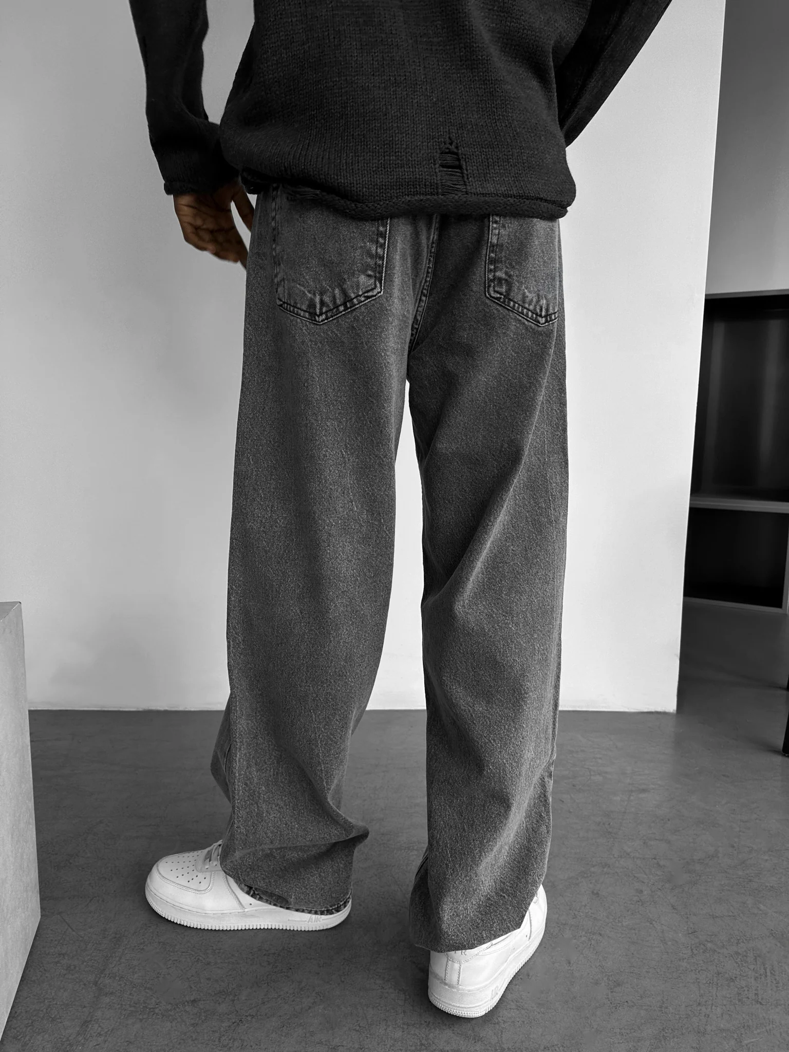 Relaxed Baggy Panel Jeans - Anthracite - Image 4