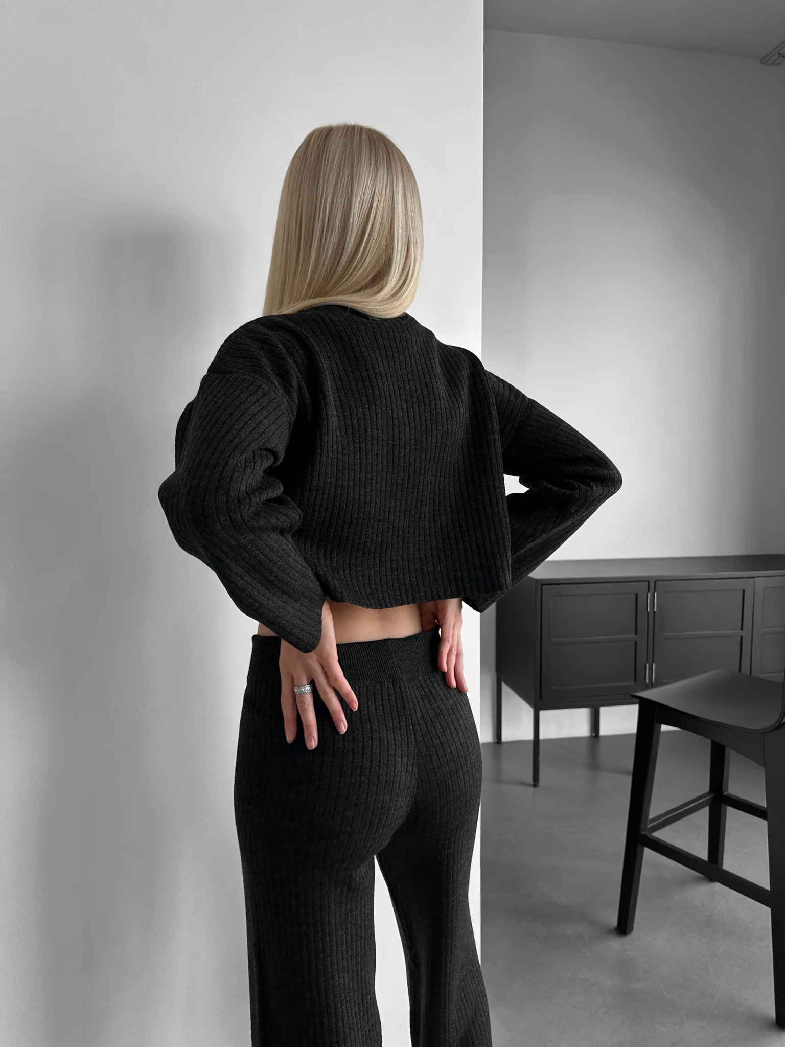 Short Knit Pullover - Anthracite - Image 3