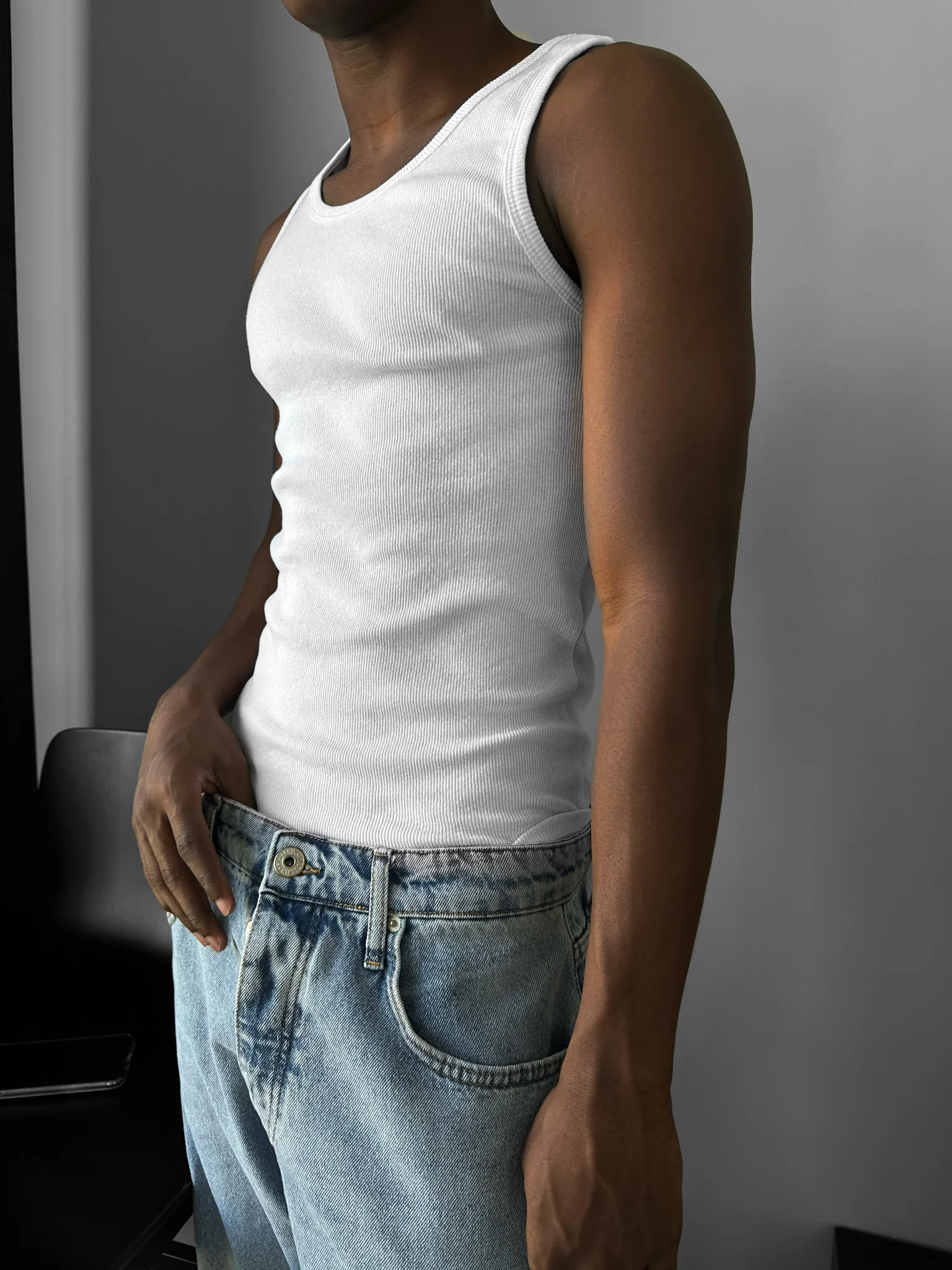 Slim Fit Basic Tanktop - White - Image 3