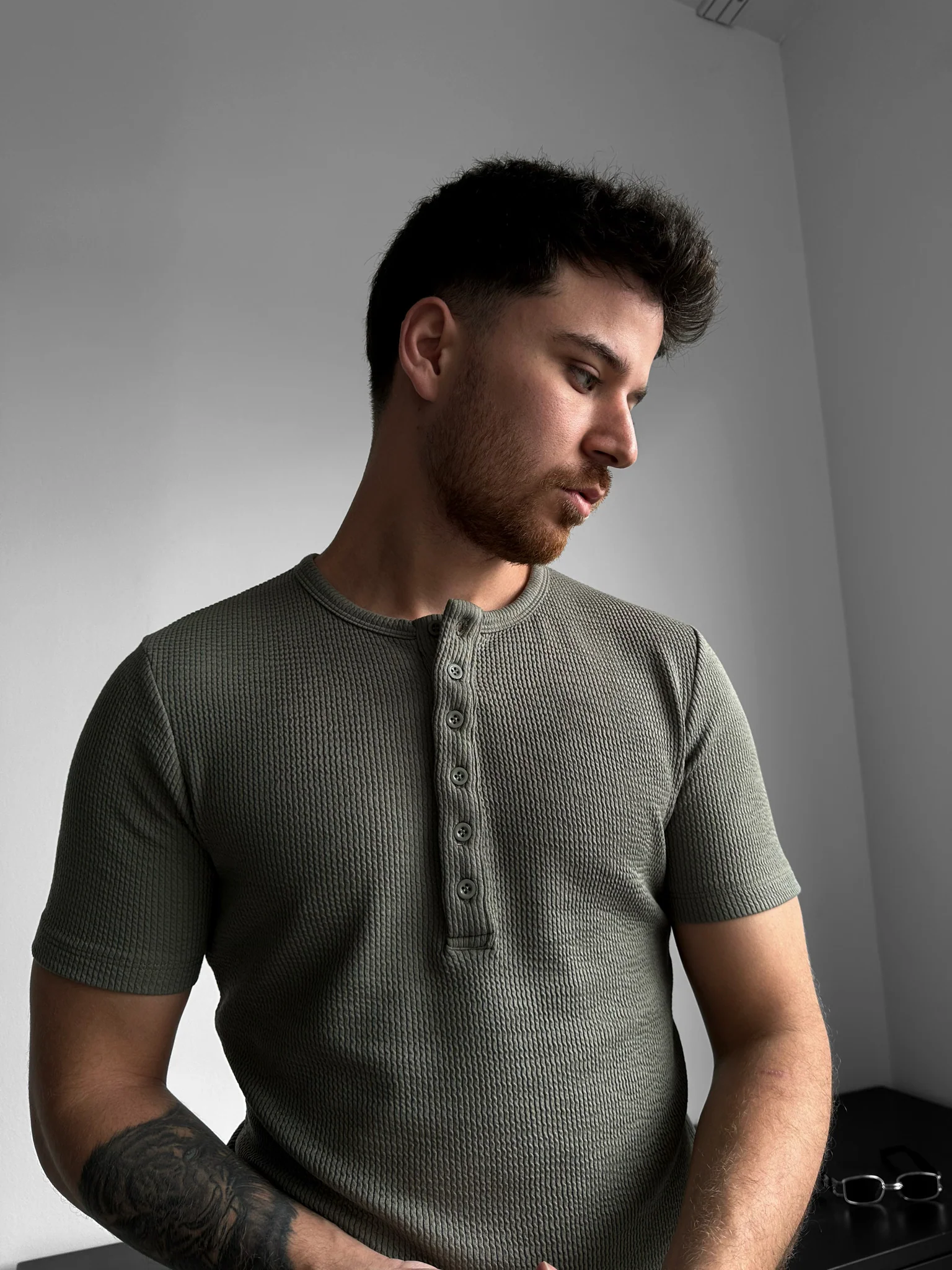 Slim Fit Button T-shirt - Mint - Image 3