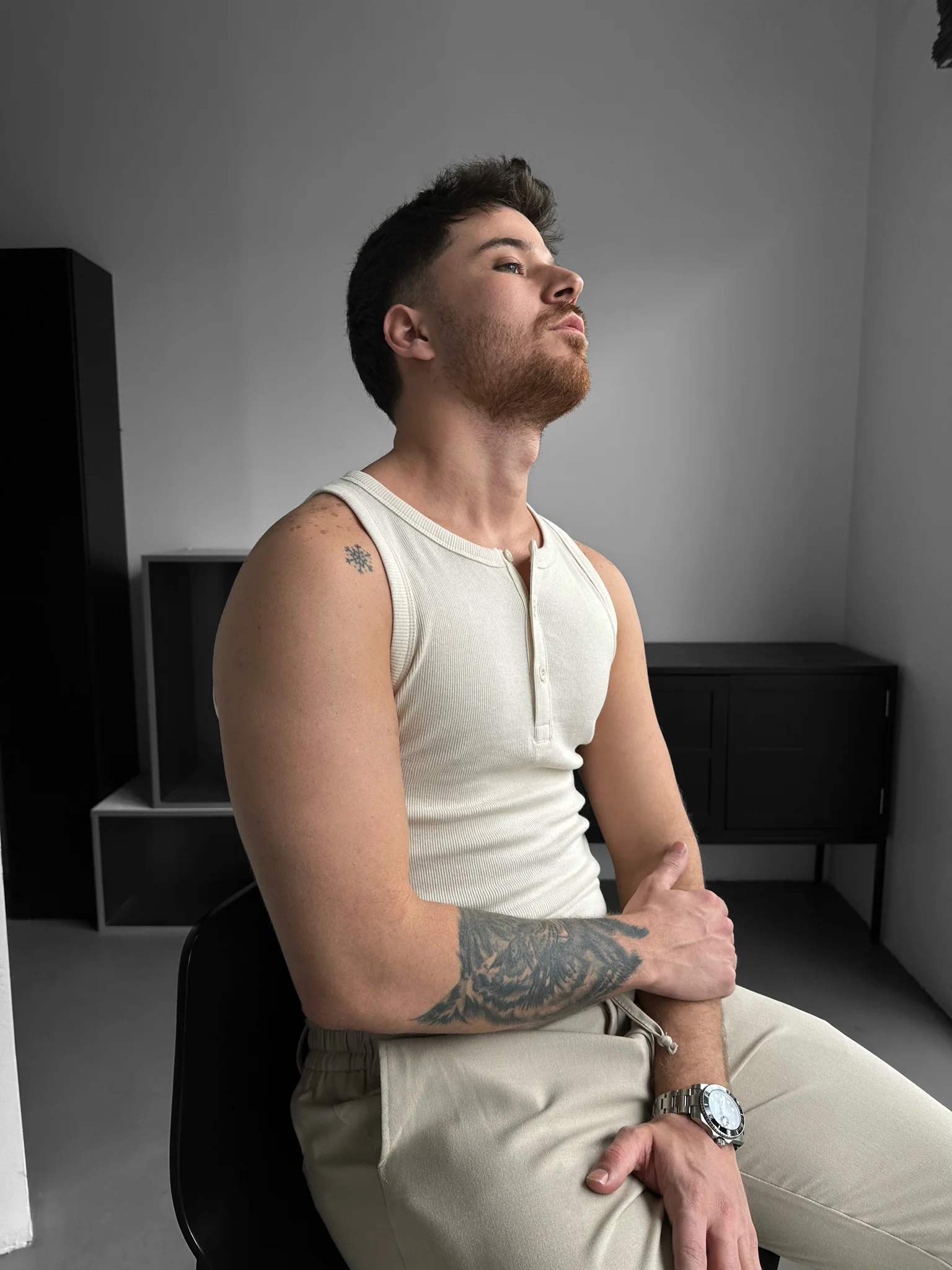 Slim Fit Button Tanktop - Beige - Image 4