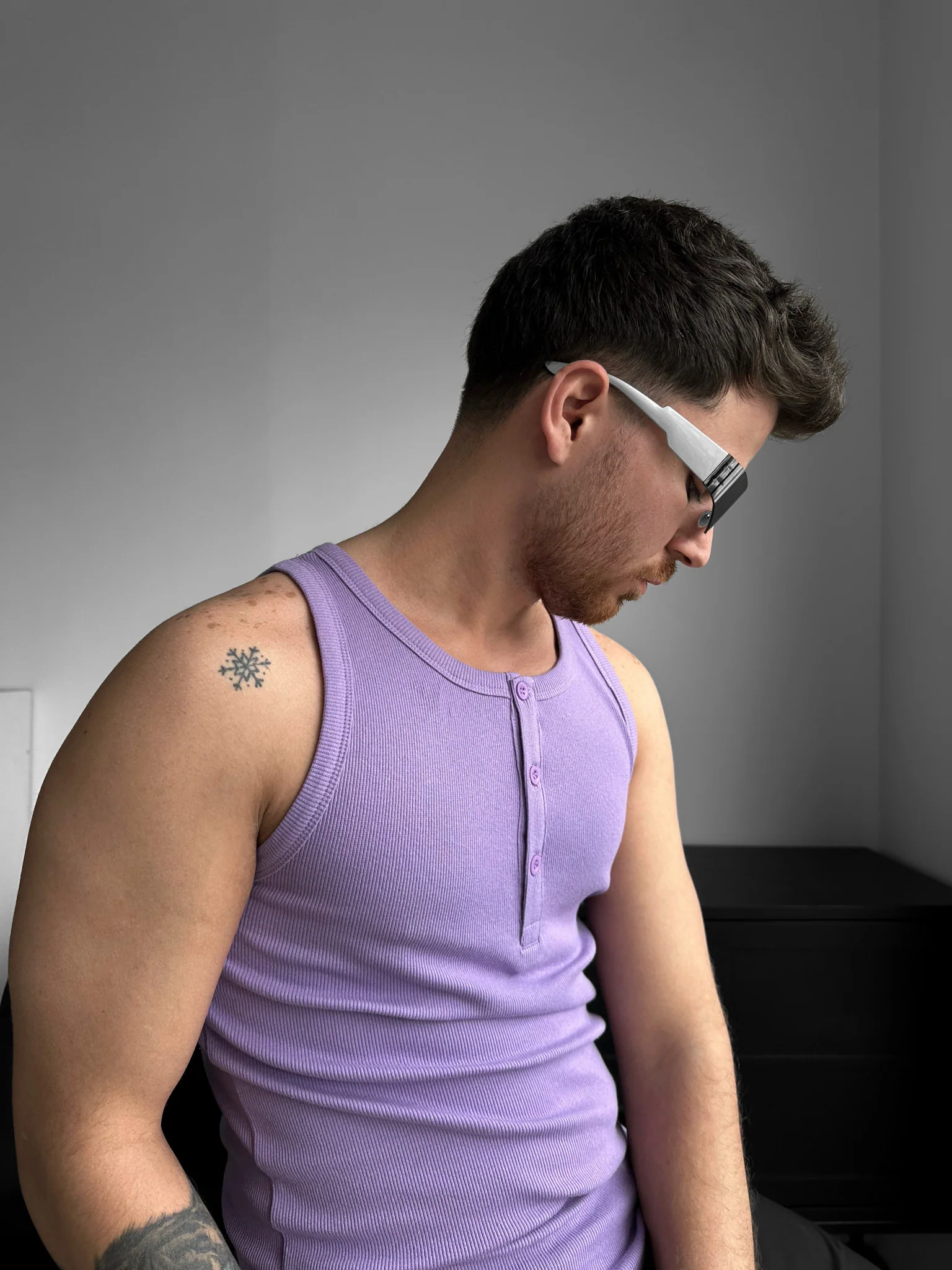 Slim Fit Button Tanktop - Lilac - Image 3