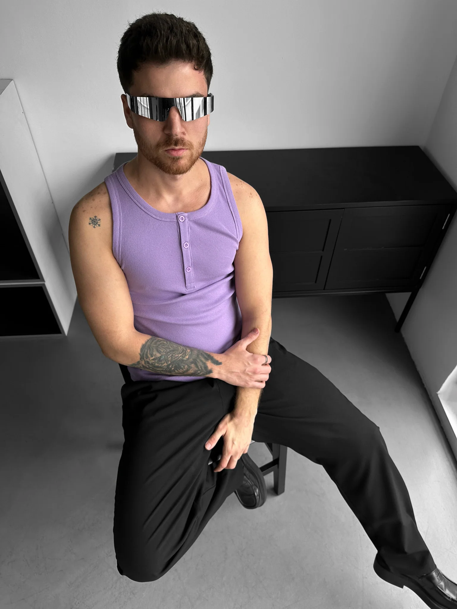 Slim Fit Button Tanktop - Lilac - Image 4