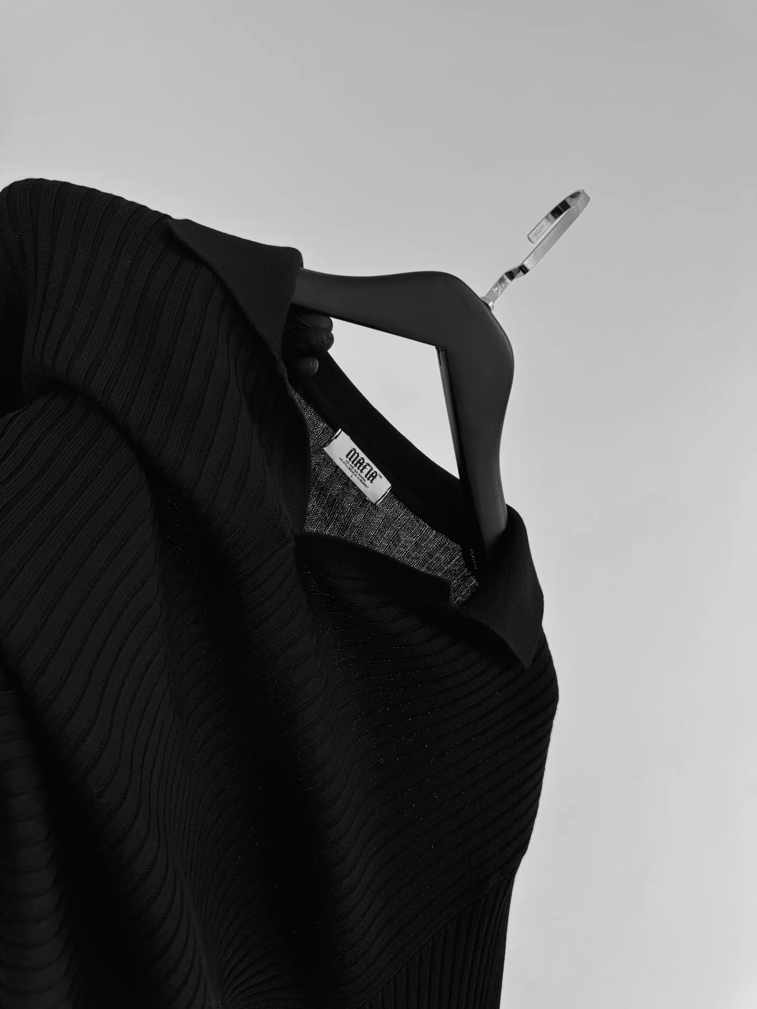 Slim Fit Knit Polo Sweater - Black - Image 4