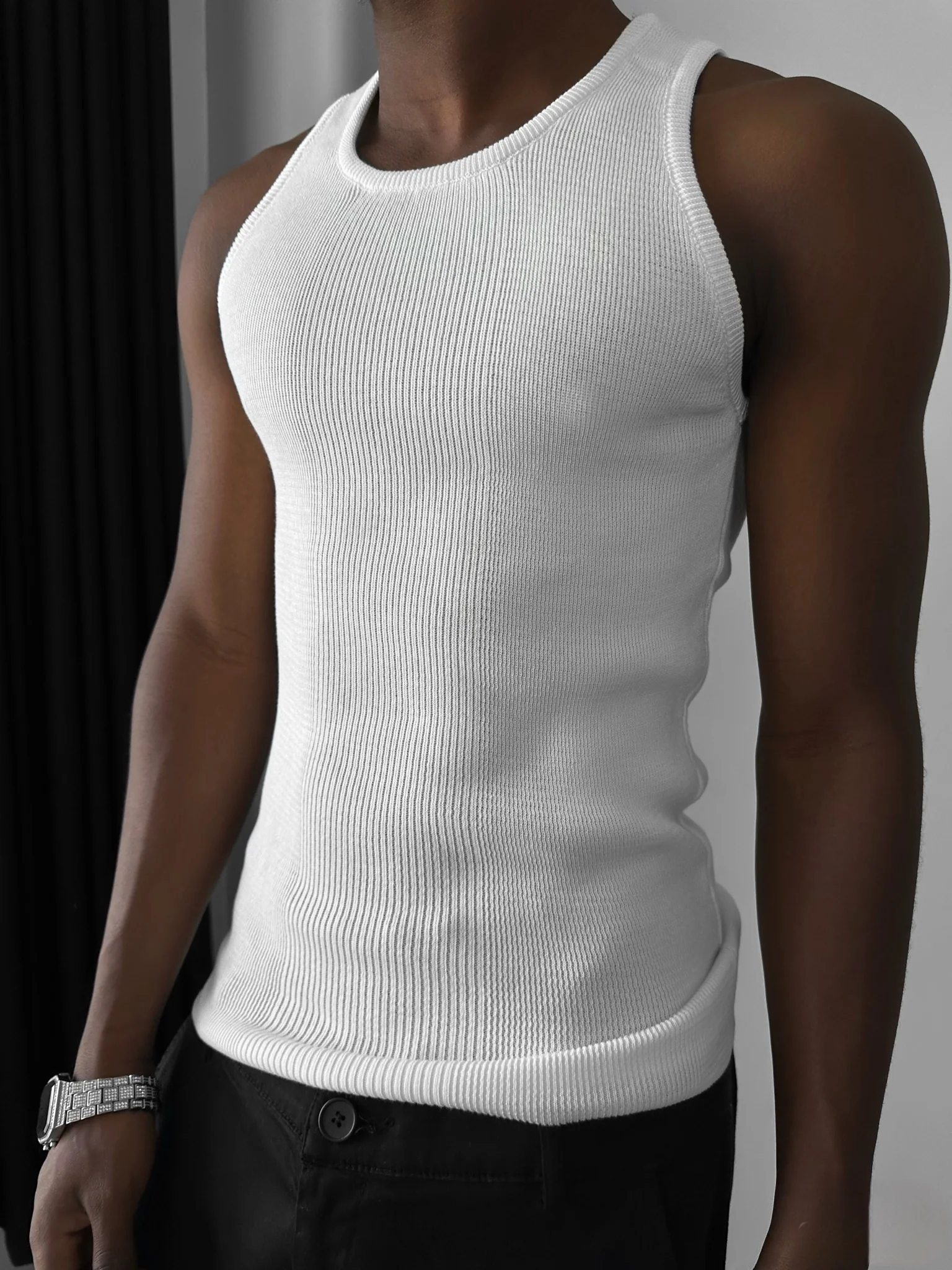 Slim Fit Knit Tanktop - Ecru