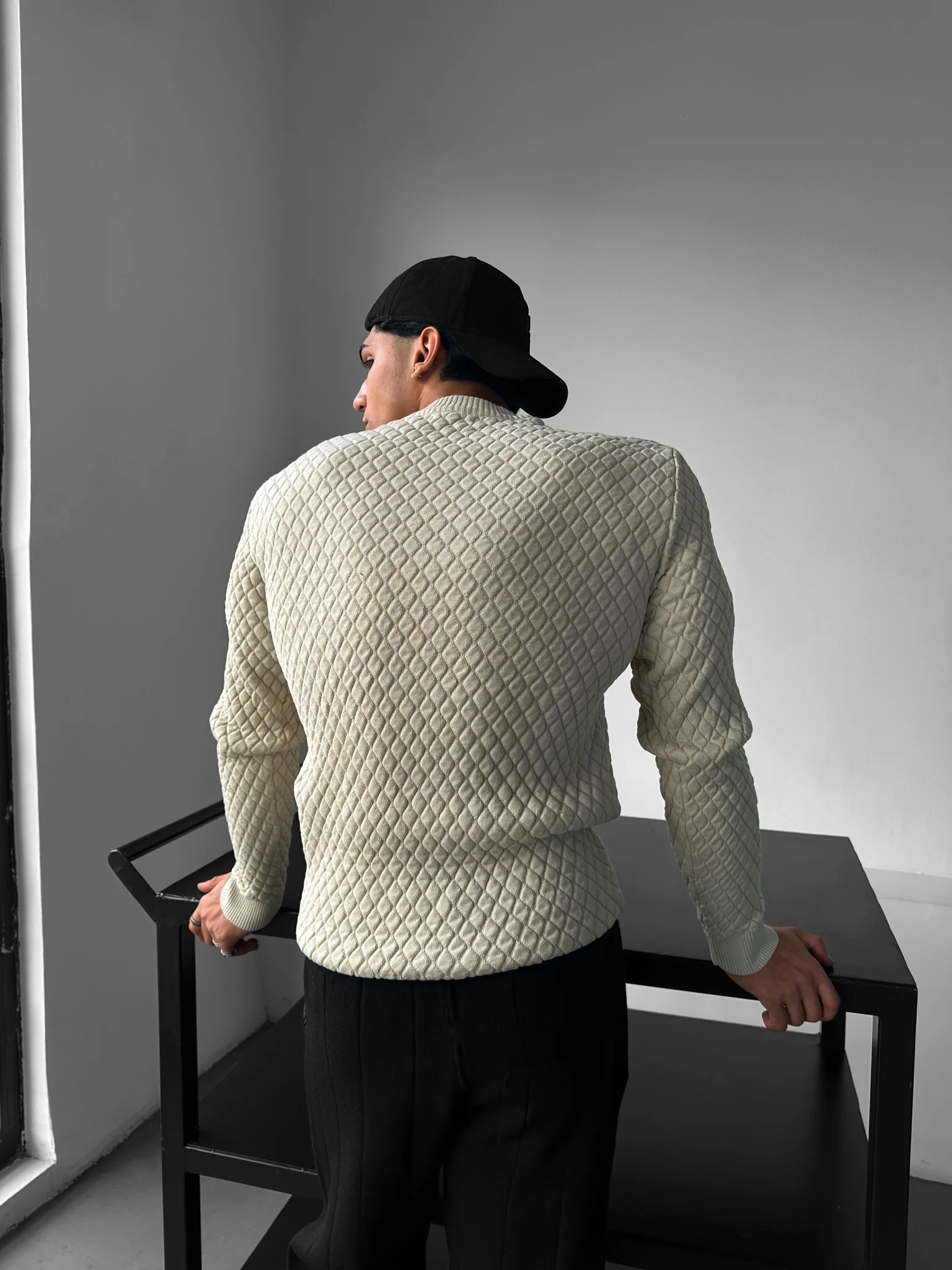 Slim Fit Textured Sweater - Beige - Image 4