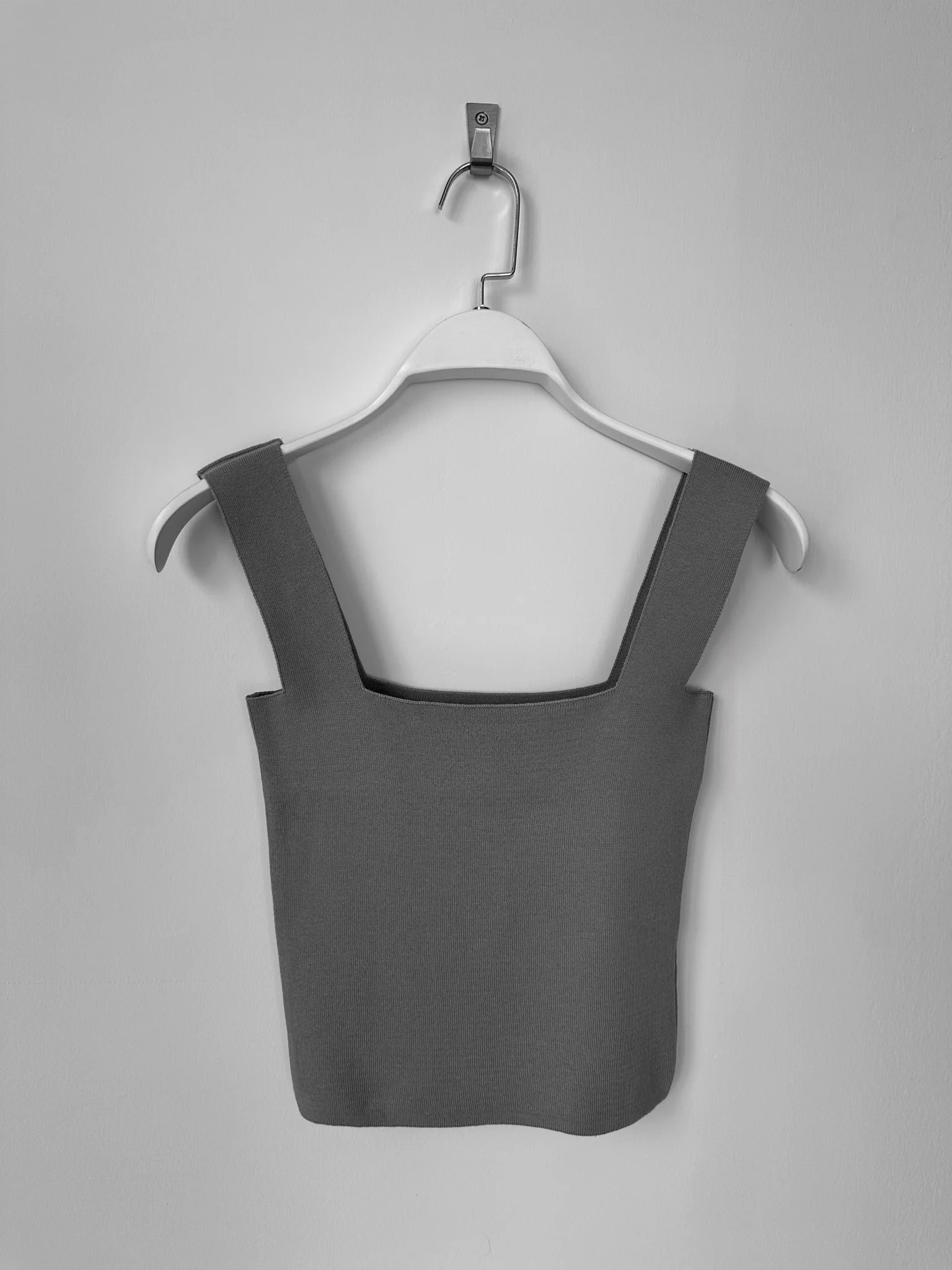 Square Neck Knit Top - Grey - Image 4