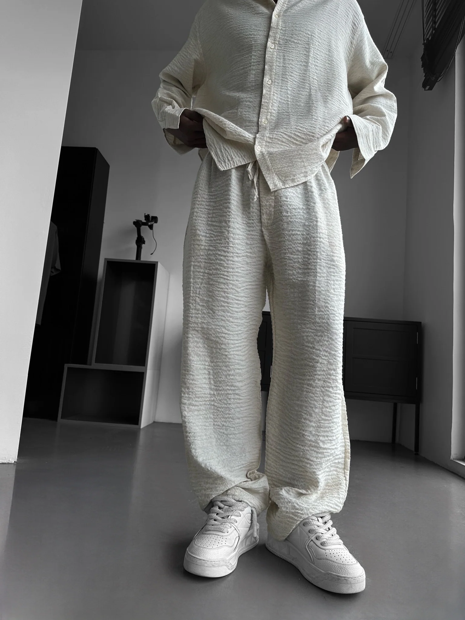 Straight Muslin Trousers - Cremé