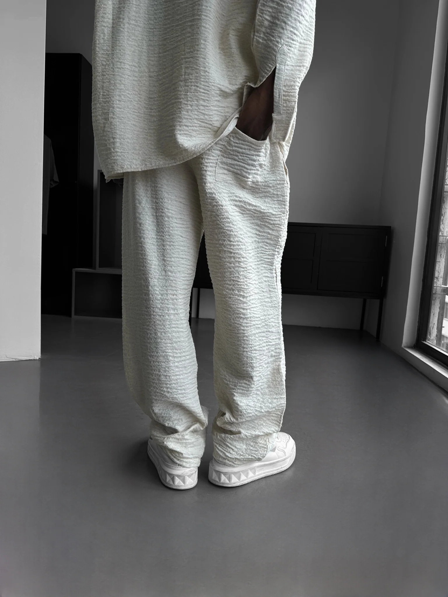 Straight Muslin Trousers - Cremé - Image 3