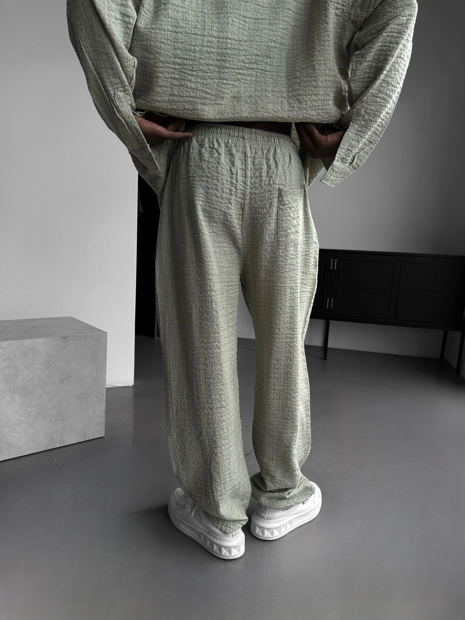 Straight Muslin Trousers - Mint - Image 2