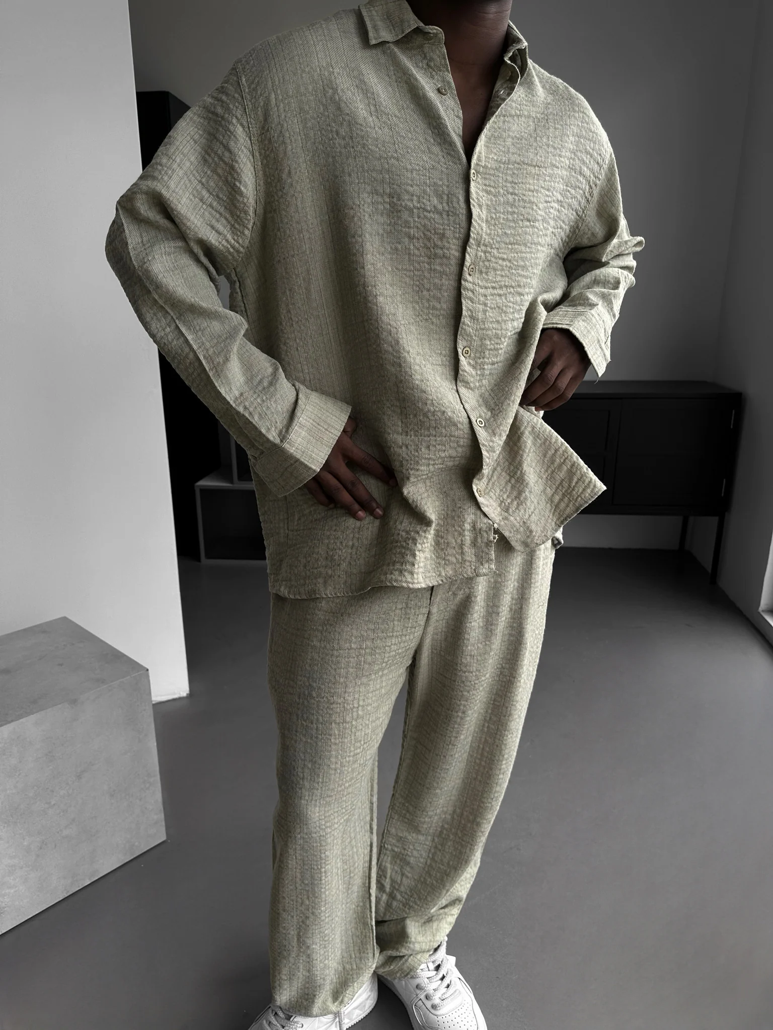 Straight Muslin Trousers - Mint - Image 4