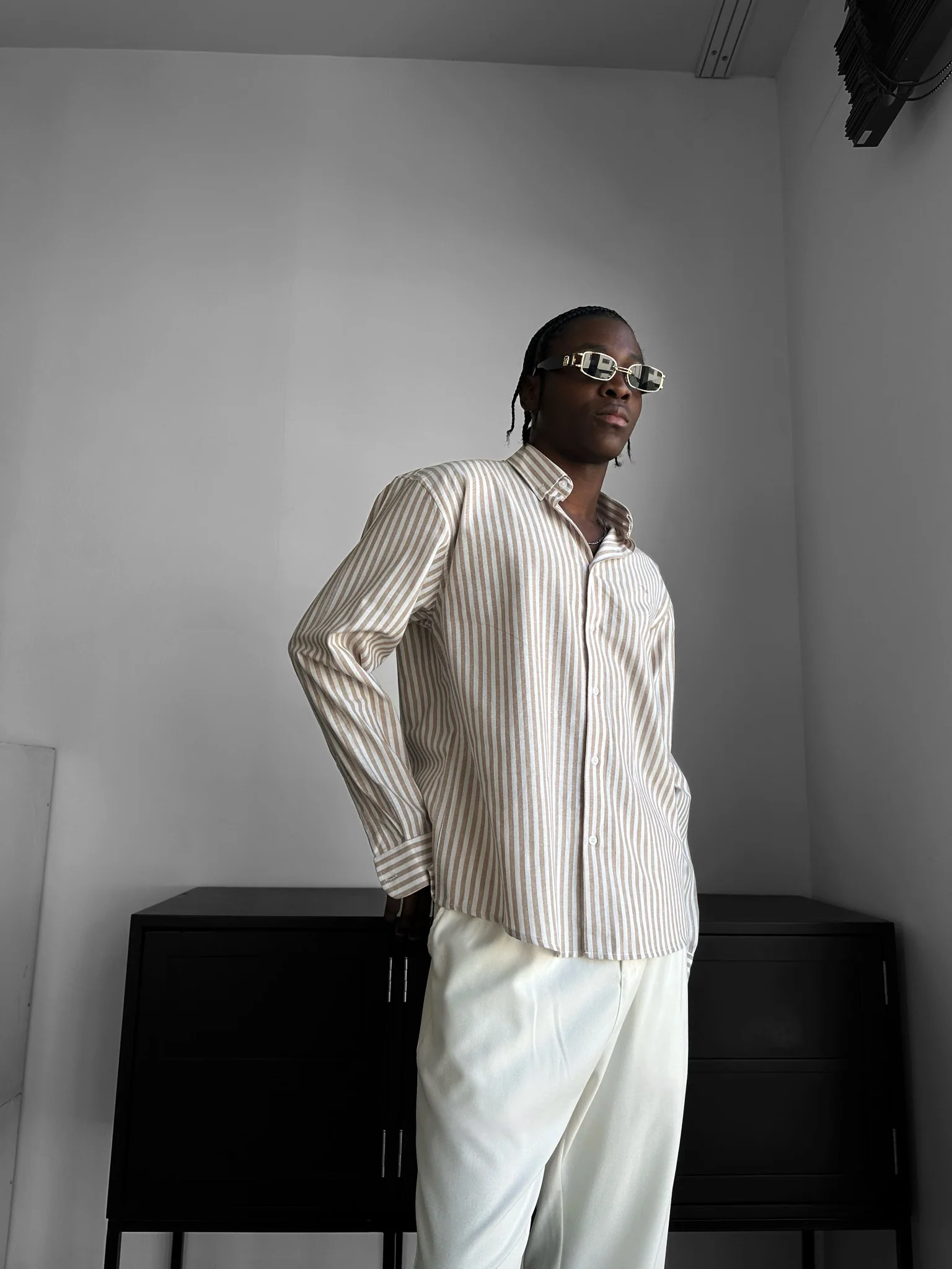 Striped Oxford Shirt - Beige - Image 2