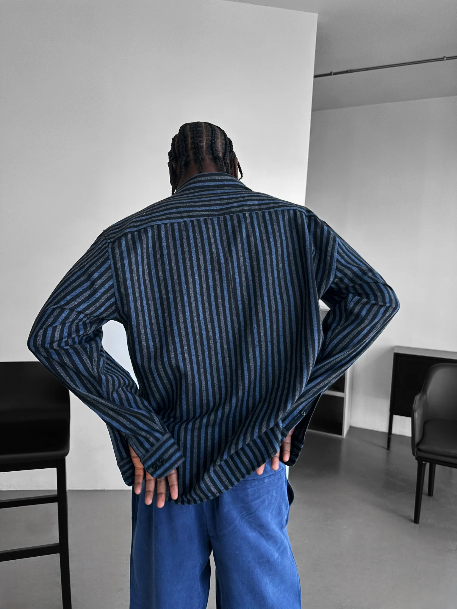 Thick Checked Winter Shirt - Blue - Image 2