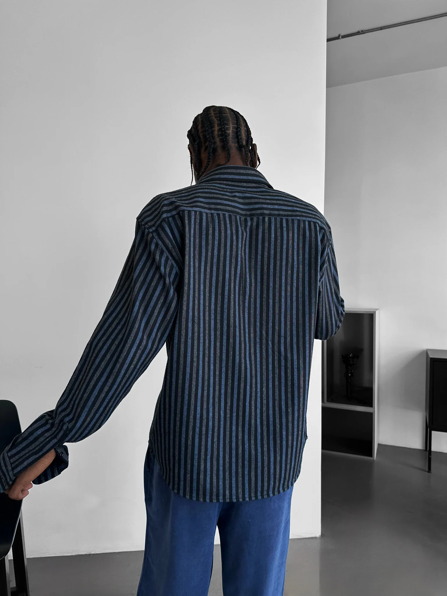 Thick Checked Winter Shirt - Blue - Image 4
