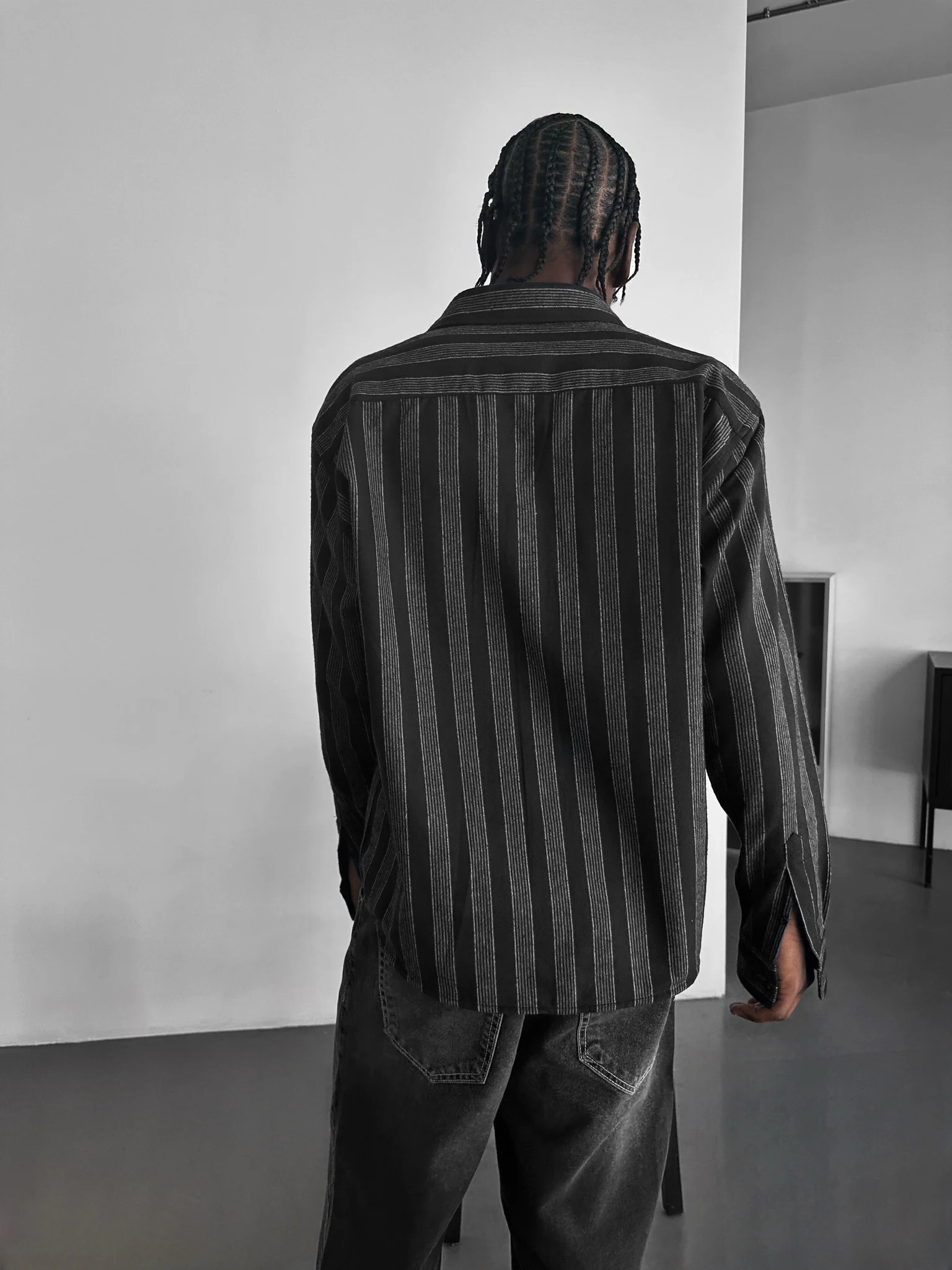 Thick Striped Winter Shirt - Grey - Image 4